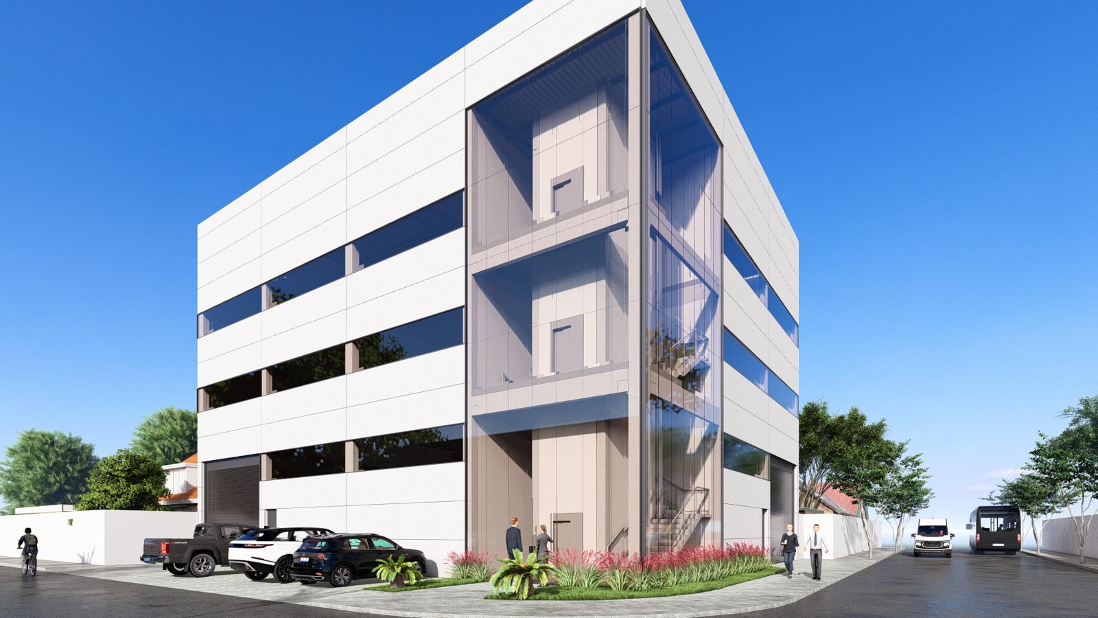 Edifício corporativo de quatro pavimentos