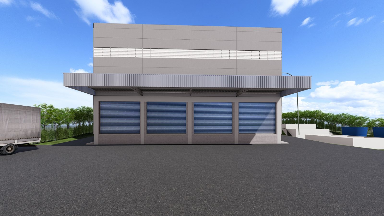 Galpão industrial: área de carga e descarga