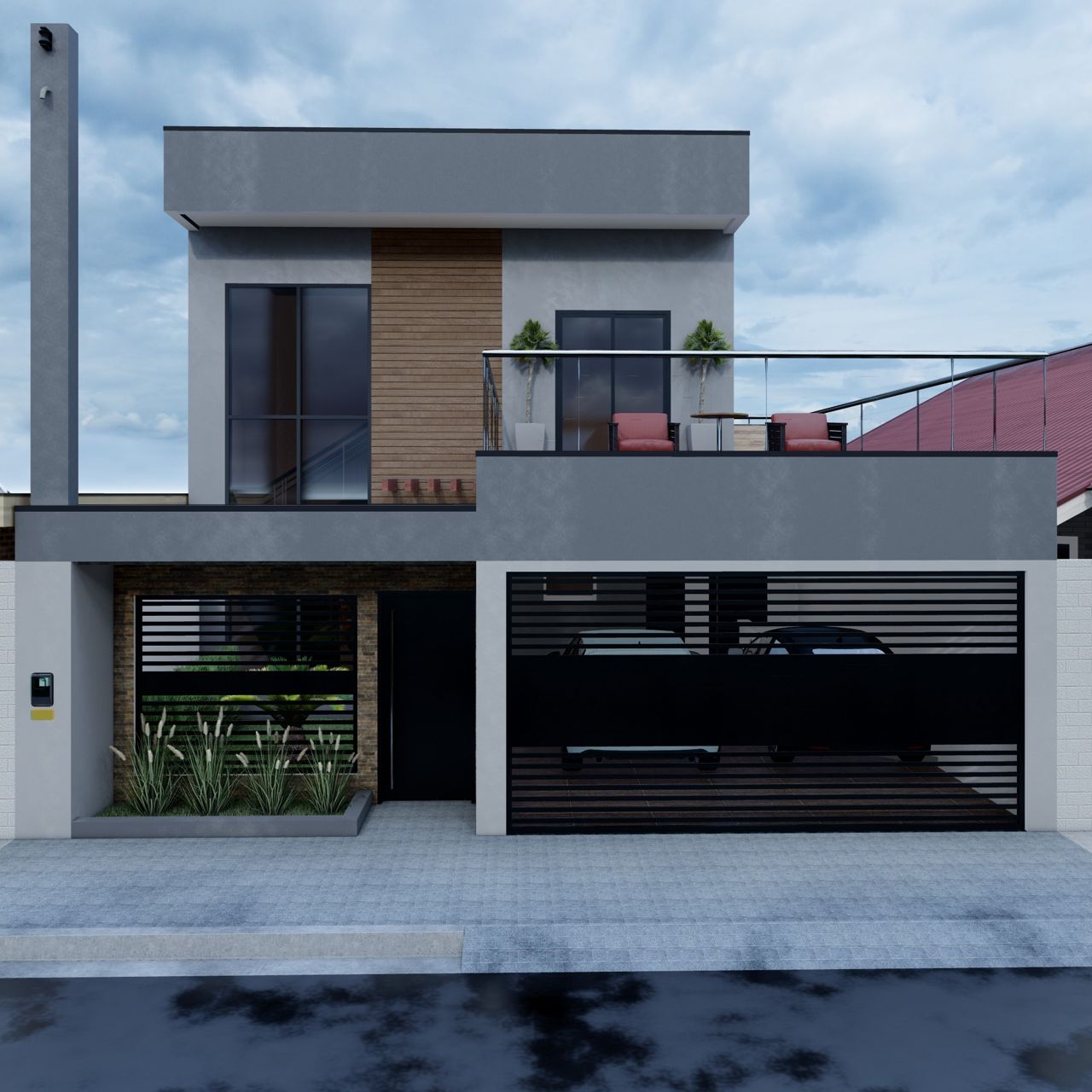Sobrado com fachada moderna